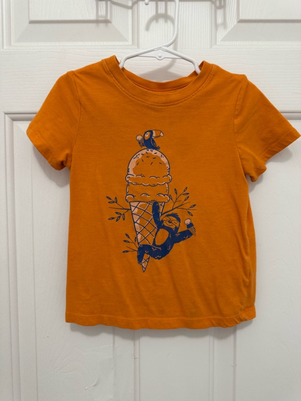 Cat & Jack Orange Tee with Navy Toucan & Ice Cream Graphic